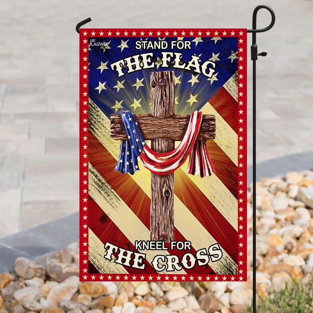 Jesus Christian Stand For The House Flags Kneel For The Cross American US House Flags, Christian Flag, Scripture Flag, Garden Banner
