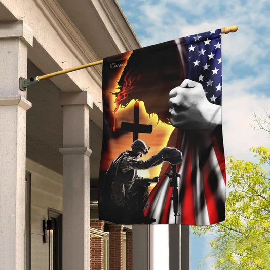 Jesus Christian Veteran American House Flag, Christian Flag, Christian Flag, Scripture Flag, Garden Banner