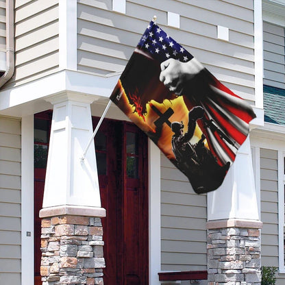 Jesus Christian Veteran American House Flag, Christian Flag, Christian Flag, Scripture Flag, Garden Banner