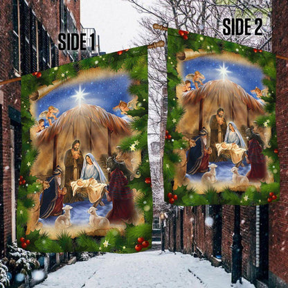 Jesus Christmas Flag Nativity Scene Jesus Is Born Christianity Flag, Christian Christmas House Flag, Christmas Outdoor Decor Ideas