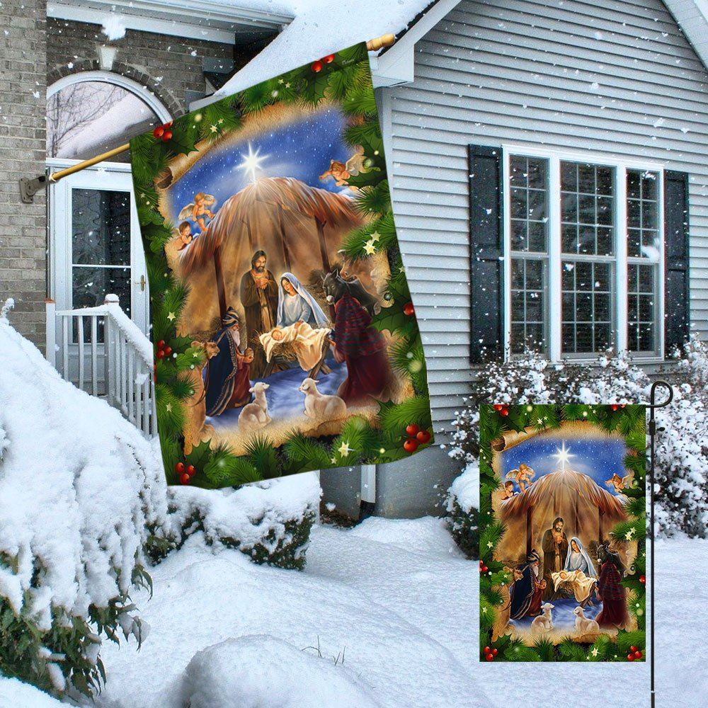 Jesus Christmas Flag Nativity Scene Jesus Is Born Christianity Flag, Christian Christmas House Flag, Christmas Outdoor Decor Ideas