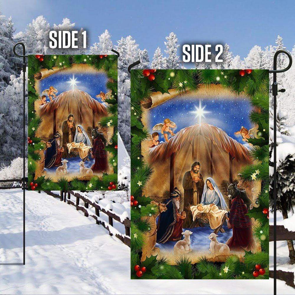 Jesus Christmas Flag Nativity Scene Jesus Is Born Christianity Flag, Christian Christmas House Flag, Christmas Outdoor Decor Ideas