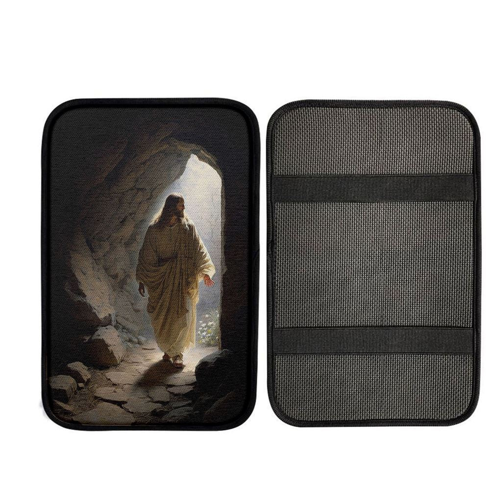 Jesus Come Out From Cave Car Center Console Cover, Christ Car Armrest Accessories