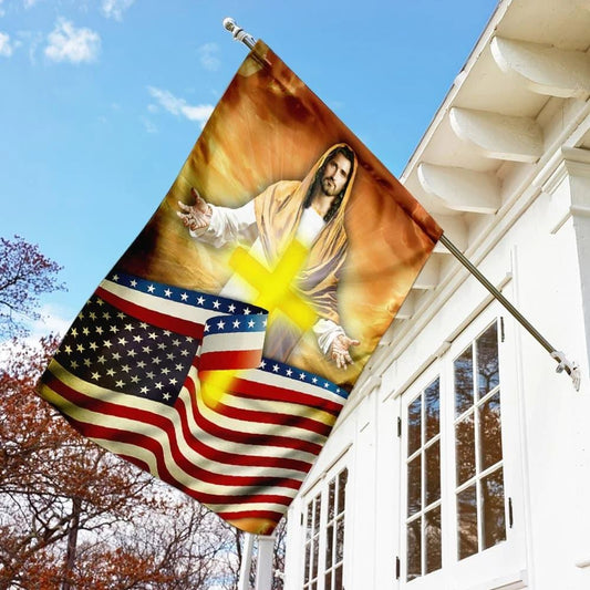 Jesus Cross America House Flag, Christian Flag, Christian Flag, Scripture Flag, Garden Banner