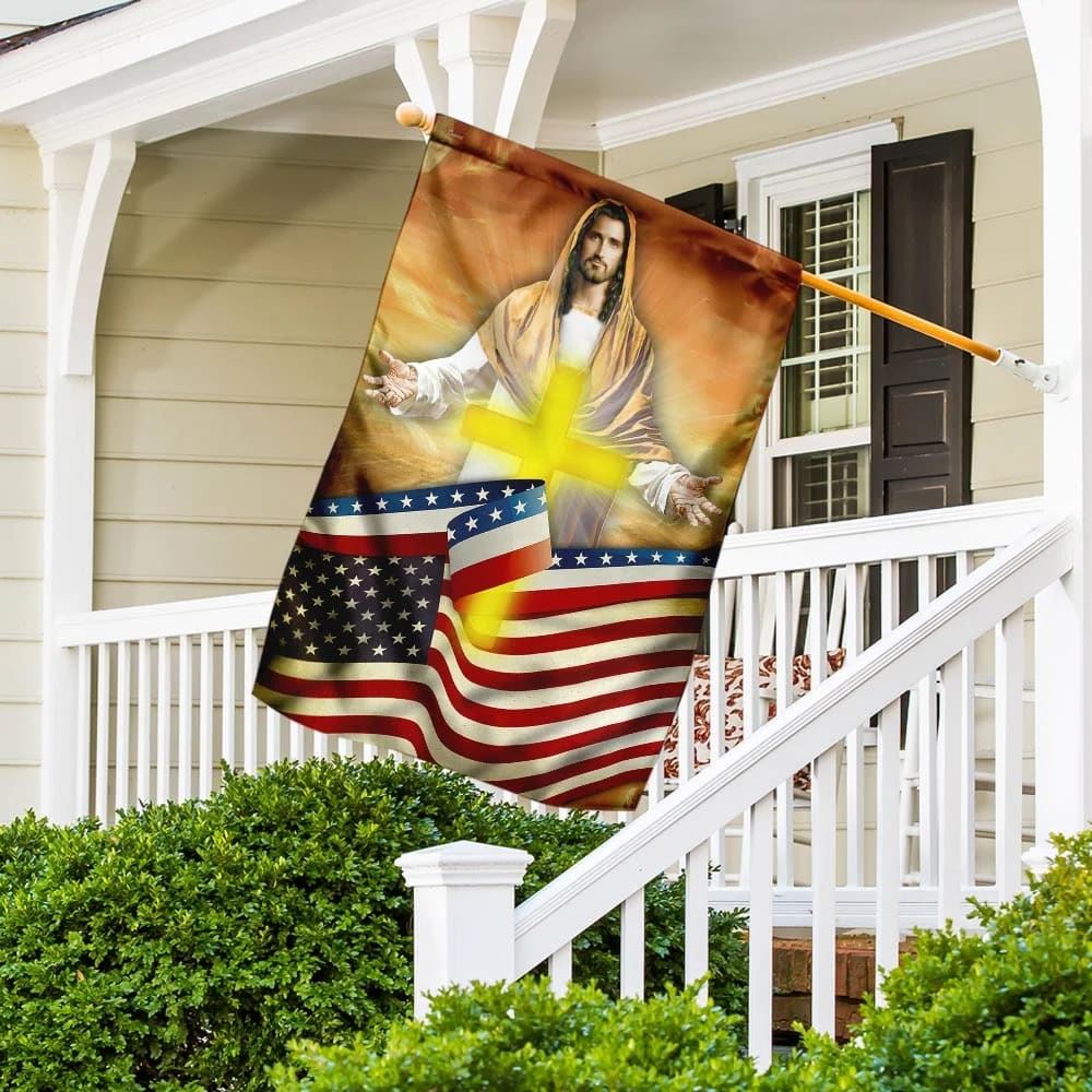 Jesus Cross America House Flag, Christian Flag, Christian Flag, Scripture Flag, Garden Banner