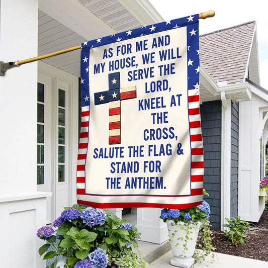 Jesus Cross American House Flag As For Me and My House House Flag, Christian Flag, Christian Flag, Scripture Flag, Garden Banner