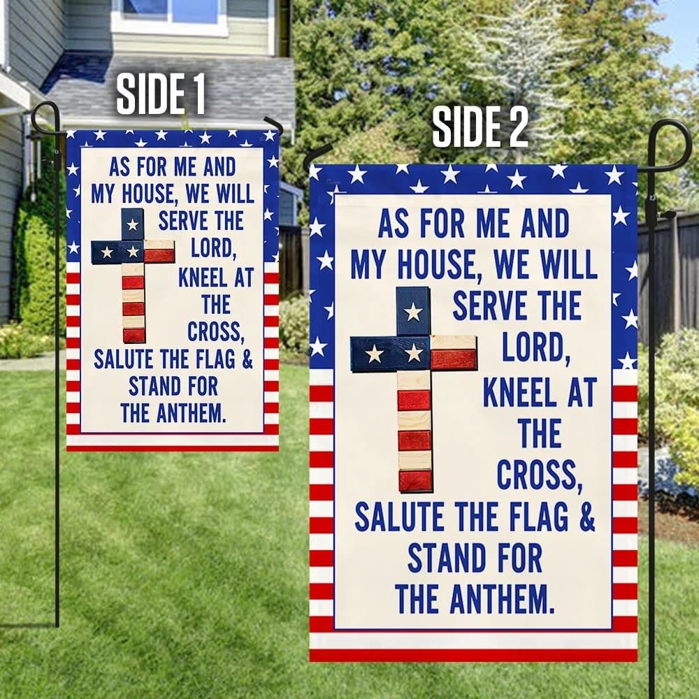 Jesus Cross American House Flag As For Me and My House House Flag, Christian Flag, Christian Flag, Scripture Flag, Garden Banner