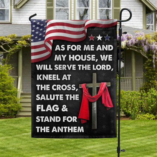 Jesus Cross American House Flags As For Me And My House We Will Serve The Lord House Flags, Christian Flag, Scripture Flag, Garden Banner