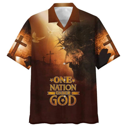 Jesus Cross One Nation Under God Dove Christian Cross Faith Hawaiian Shirt For Men, Christian Hawaiian Shirt, Gift For Christian