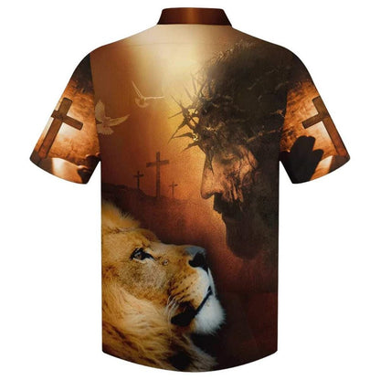 Jesus Cross One Nation Under God Dove Christian Cross Faith Hawaiian Shirt For Men, Christian Hawaiian Shirt, Gift For Christian