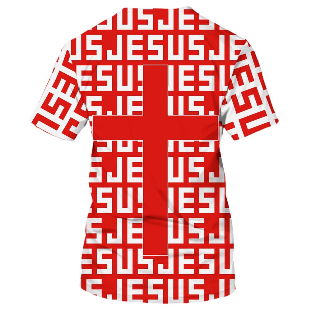 Jesus Cross Red All Over Print 3D T-Shirt, Gift For Christian, Jesus Shirt