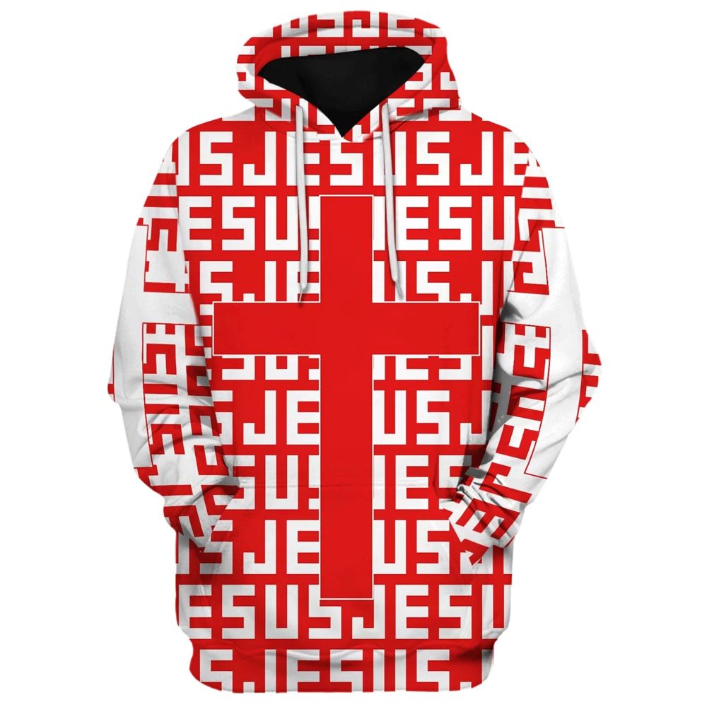 Jesus Cross Red Hoodies Jesus Hoodie Men & Women, God 3D Printed Hoodie, Christian Apparel Hoodies