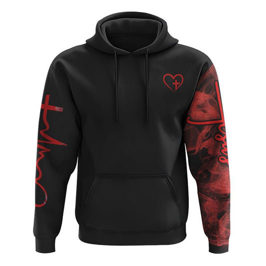 Jesus Cross Red Rose All Over Print 3D Hoodie, Christian Hoodie, Christian Sweatshirt, Bible Verse Shirt