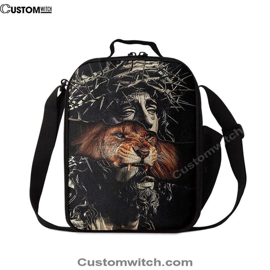 Jesus Crown Of Thorn And Lion Lunch Bag, Christian Lunch Box For School, Picnic