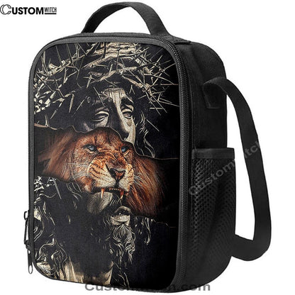 Jesus Crown Of Thorn And Lion Lunch Bag, Christian Lunch Box For School, Picnic