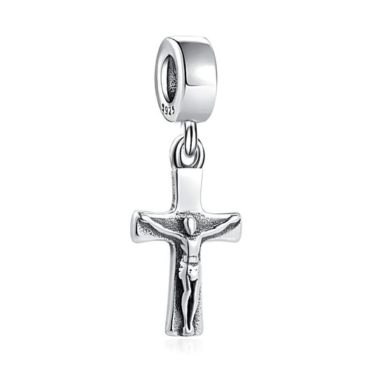 Jesus Crucifix 925 Sterling Silver Christian Charm For Bracelet, Religious Bracelets, Christian Gift