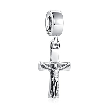 Jesus Crucifix 925 Sterling Silver Christian Charm For Bracelet, Religious Bracelets, Christian Gift