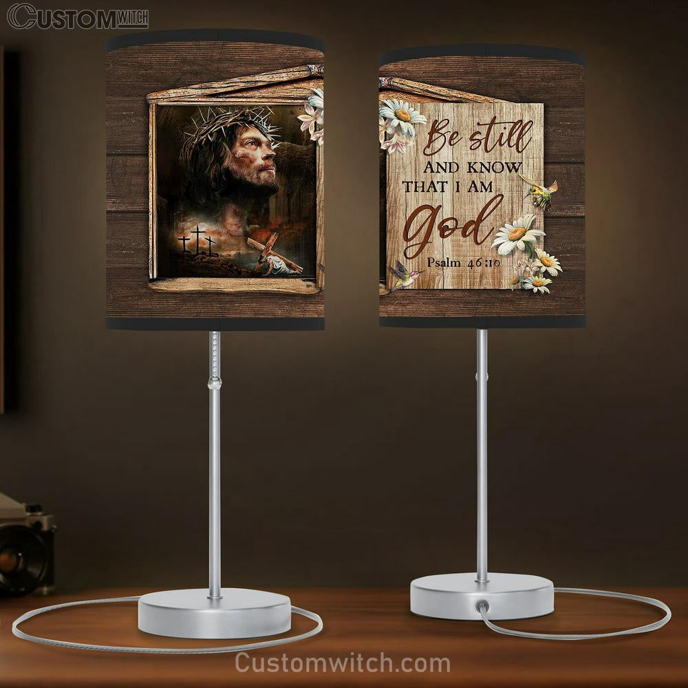 Jesus Daisy Be Still And Know That I Am God Table Lamb Art - Bible Verse Lamb Gift - Christian Bedroom Decor
