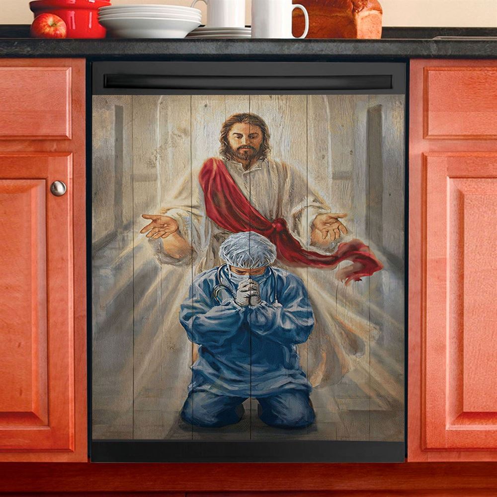 Jesus & Doctor Dishwasher Cover, Jesus Dishwasher Stickers, Christian Kitchen Decor