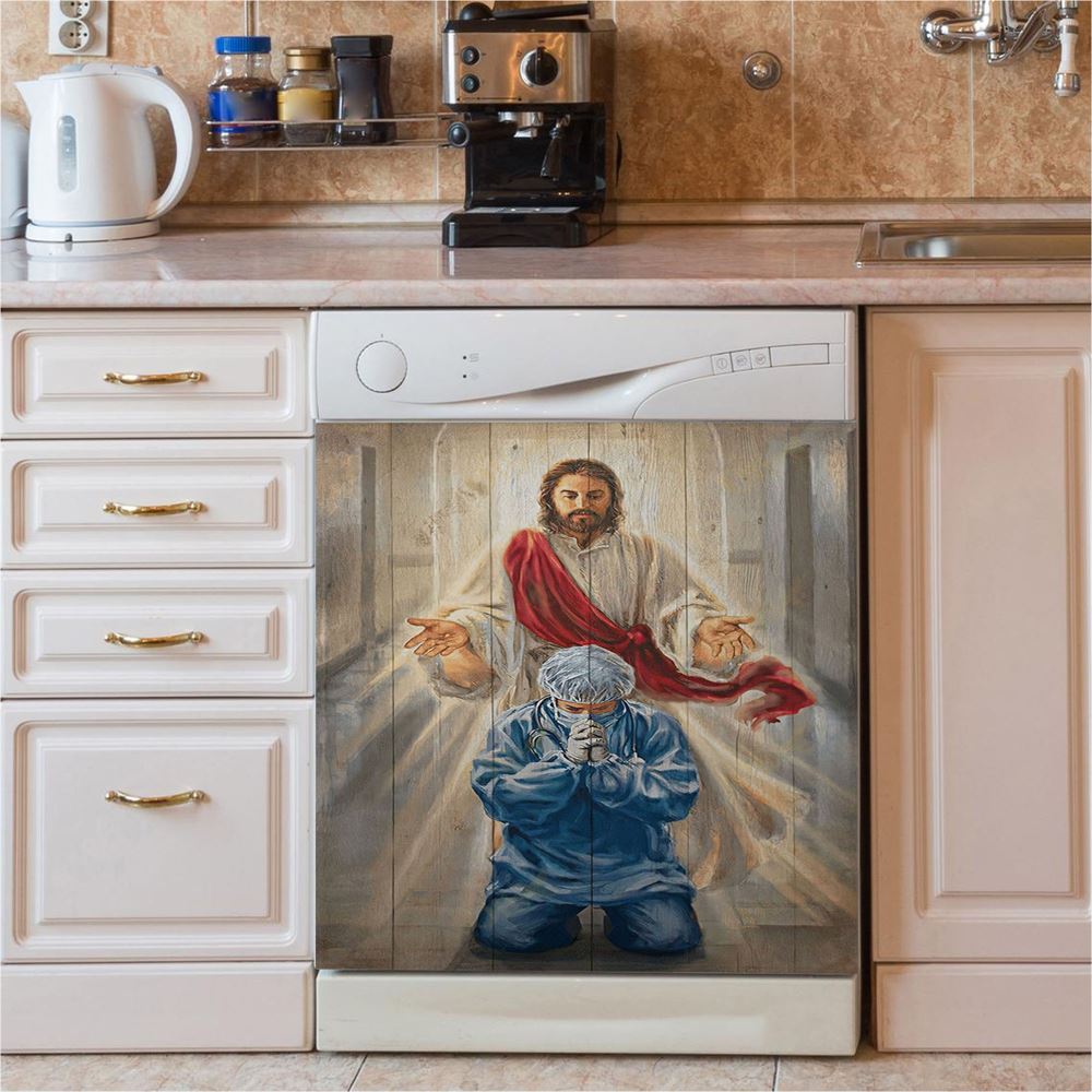 Jesus & Doctor Dishwasher Cover, Jesus Dishwasher Stickers, Christian Kitchen Decor