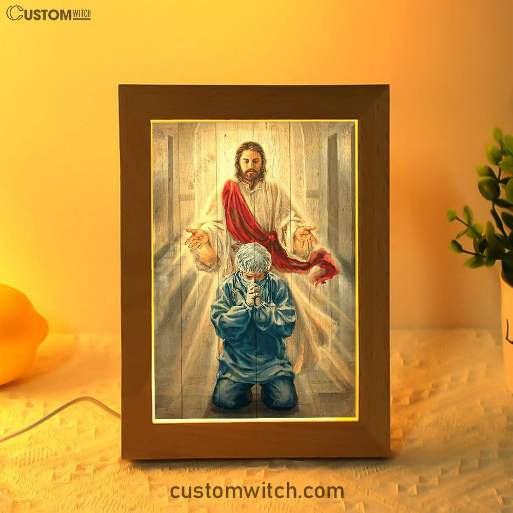 Jesus & Doctor Frame Lamp Art - Jesus Frame Lamp Pictures - Christian Night Light