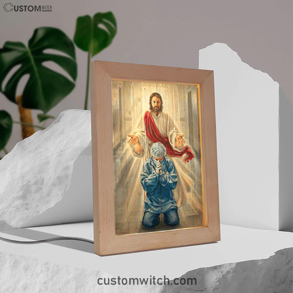 Jesus & Doctor Frame Lamp Art - Jesus Frame Lamp Pictures - Christian Night Light