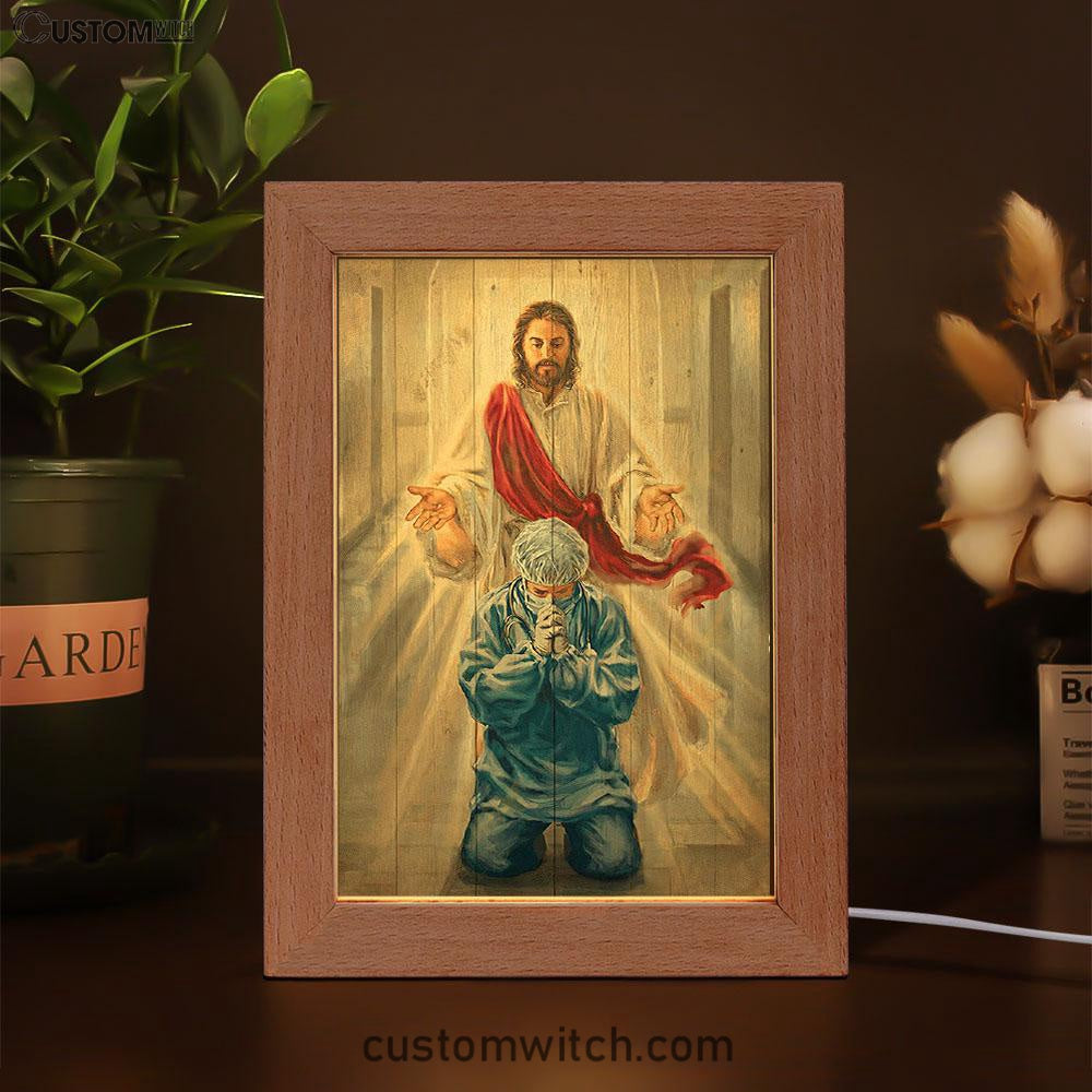 Jesus & Doctor Frame Lamp Art - Jesus Frame Lamp Pictures - Christian Night Light