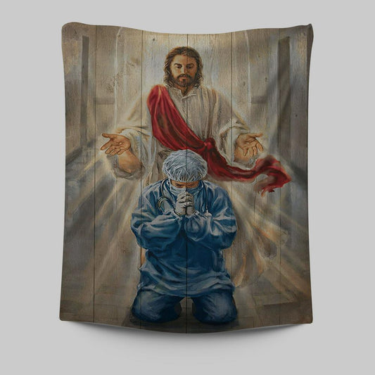 Jesus & Doctor Tapestry Wall Art - Jesus Tapestry Pictures - Christian Tapestries Wall Art