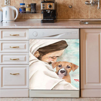 Jesus & Dog Memorial Dishwasher Cover, Gift For Someone Who Lost A Pet, Dog Remembrance Gifts
