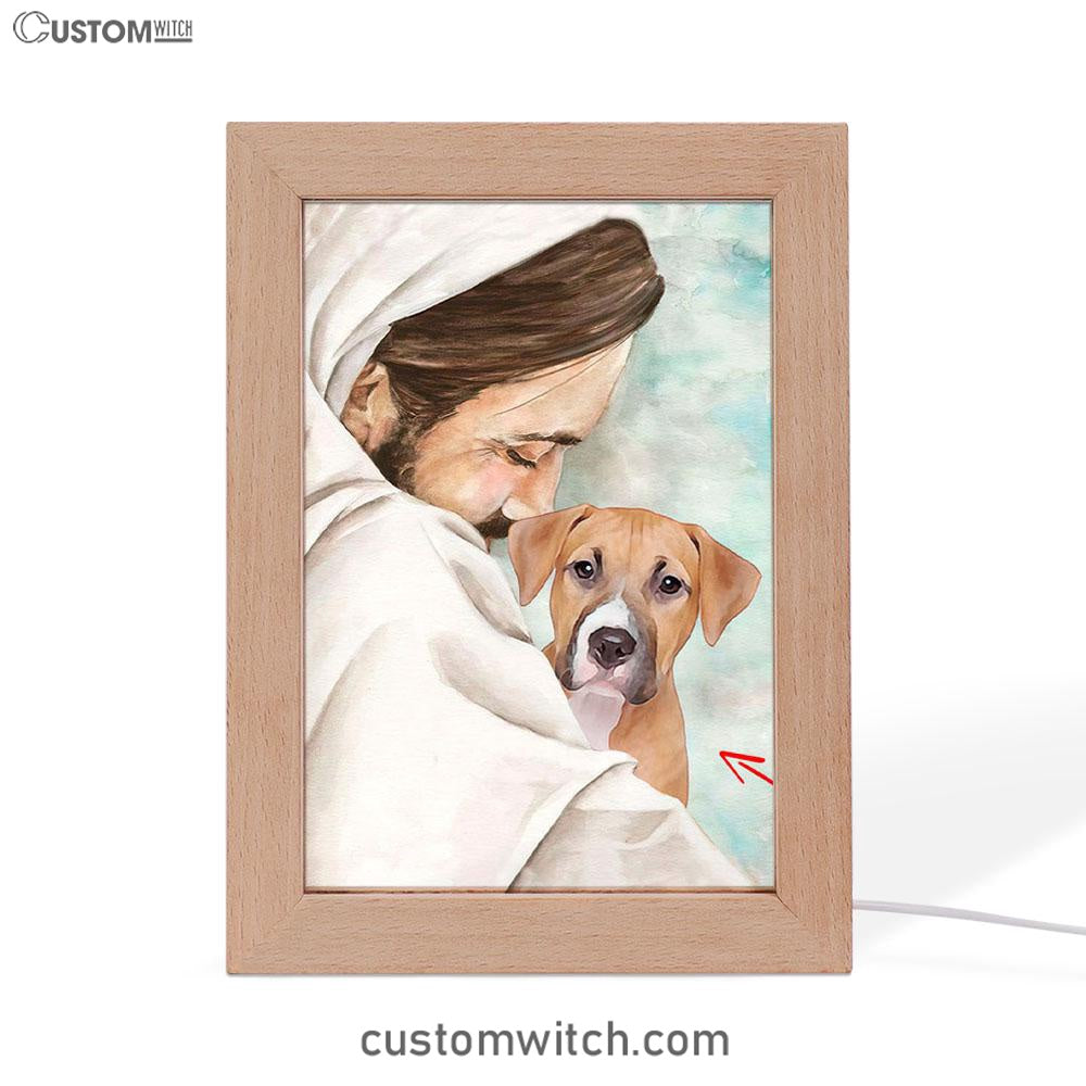 Jesus & Dog Memorial Frame Lamp Prints - Gift For Someone Who Lost A Pet - Dog Remembrance Gifts
