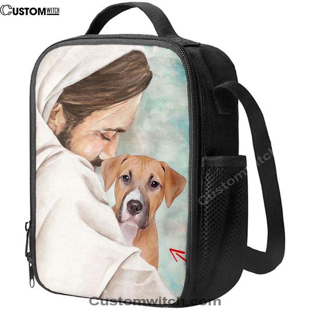 Jesus & Dog Memorial Lunch Bag - Gift For Someone Who Lost A Pet - Dog Remembrance Gifts, Christian Lunch Box For School, Picnic