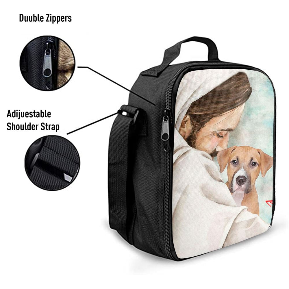 Jesus & Dog Memorial Lunch Bag - Gift For Someone Who Lost A Pet - Dog Remembrance Gifts, Christian Lunch Box For School, Picnic