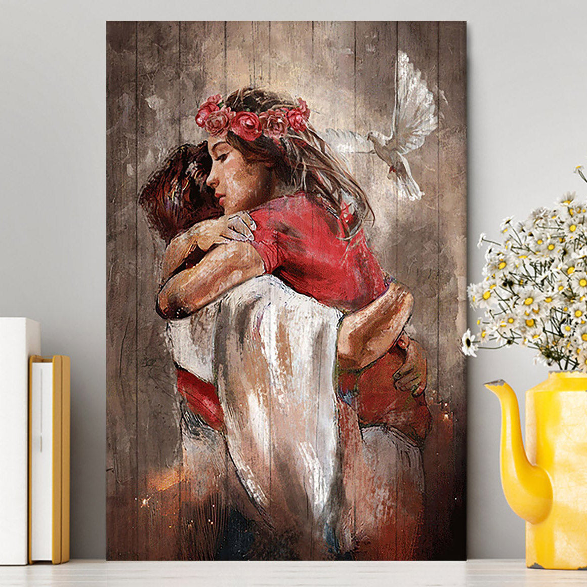 Jesus Dove A Warming Hug Canvas - Christian Wall Art - Religious Home Decor