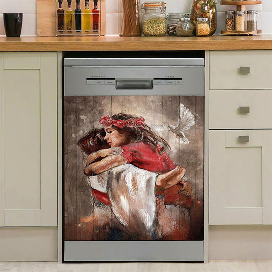 Jesus Dove A Warming Hug Dishwasher Cover, Christian Dishwasher Stickers, Religious Kitchen Decor