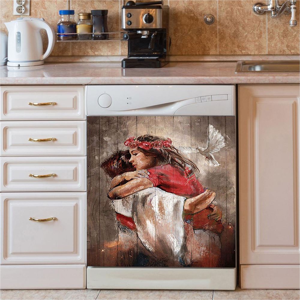 Jesus Dove A Warming Hug Dishwasher Cover, Christian Dishwasher Stickers, Religious Kitchen Decor