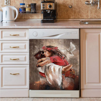 Jesus Dove A Warming Hug Dishwasher Cover, Christian Dishwasher Stickers, Religious Kitchen Decor