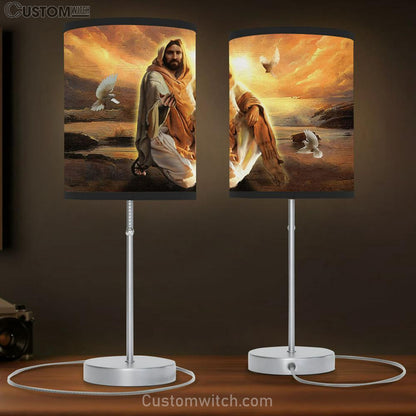 Jesus Dove Large Table Lamb - Christian Table Lamb Prints - Religious Table Lamb Art