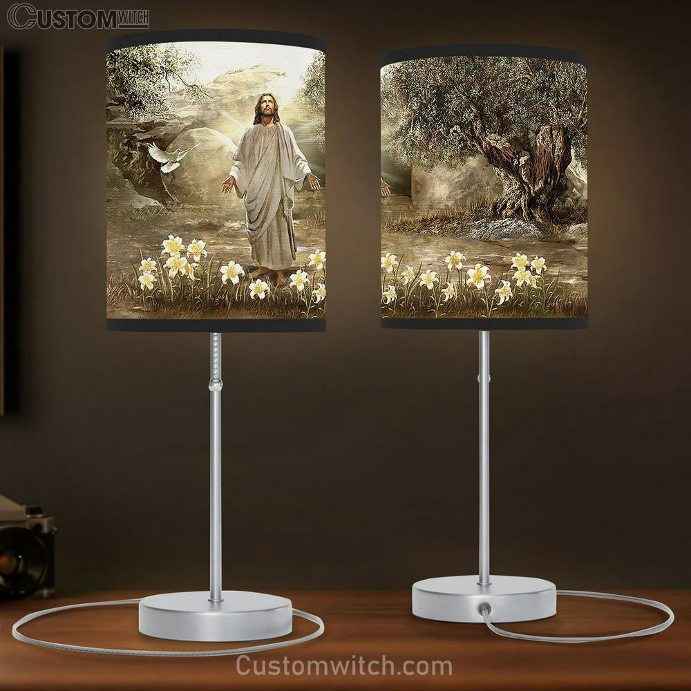 Jesus Dove Of Peace Meadow Landscape A New Day Has Come Table Lamb Art - Christian Lamb Gift Decor - Bible Verse Table Lamb