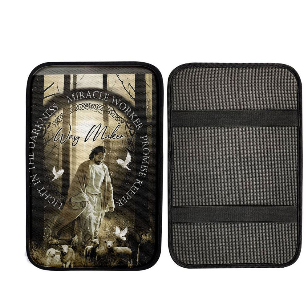 Jesus, Doves, Lambs, Miracle Worker, Light In The Darkness Car Armrest Pad Poster, God Car Armrest Accessories