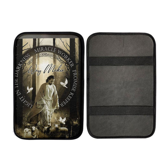 Jesus, Doves, Lambs, Miracle Worker, Light In The Darkness Car Armrest Pad Poster, God Car Armrest Accessories