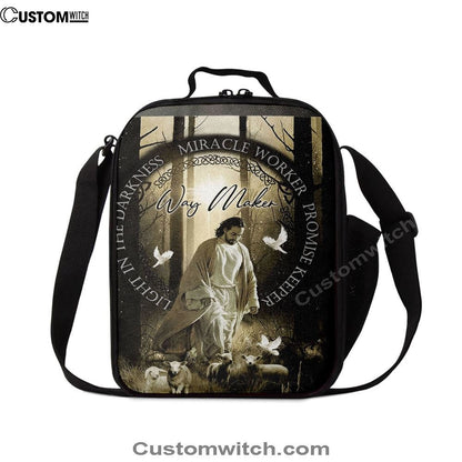 Jesus, Doves, Lambs, Miracle Worker, Light In The Darkness Lunch Bag, Christian Lunch Box For School, Picnic