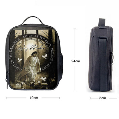 Jesus, Doves, Lambs, Miracle Worker, Light In The Darkness Lunch Bag, Christian Lunch Box For School, Picnic