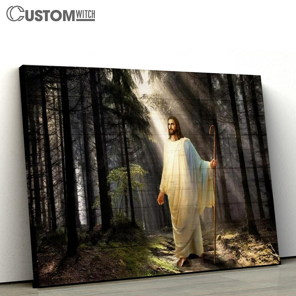 Jesus Drawing, Light In Miracle Forest Canvas Poster