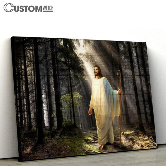 Jesus Drawing, Light In Miracle Forest Canvas Poster