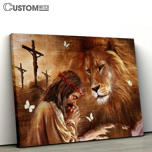 Jesus Drawing Lion King Pray For Healing Canvas Poster