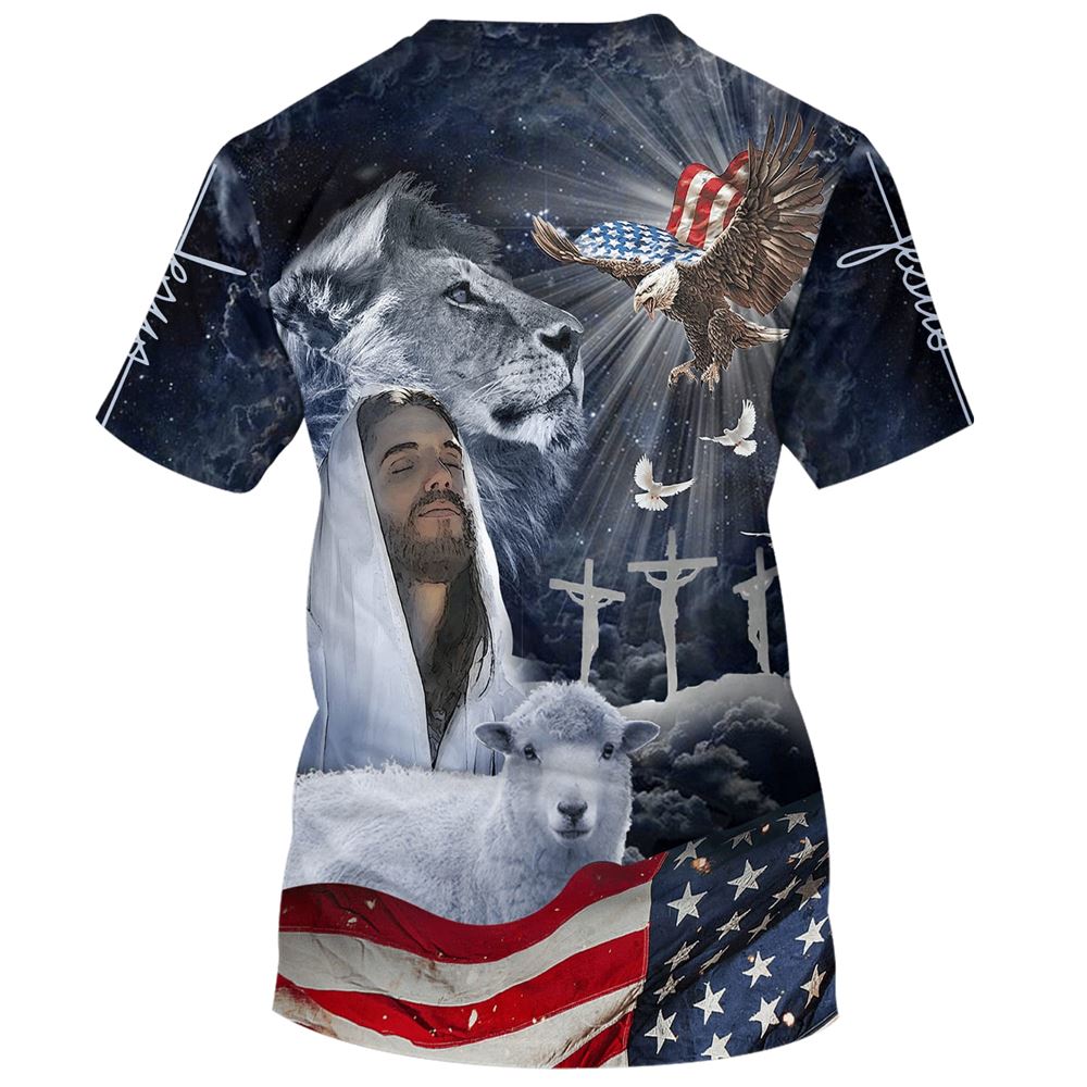 Jesus Eagle American All Over Print 3D T-Shirt, Gift For Christian, Jesus Shirt
