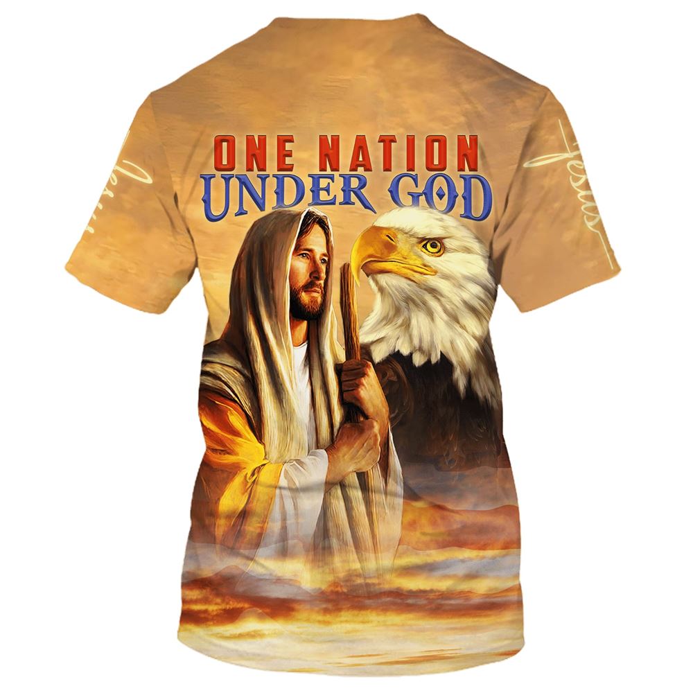 Jesus Eagle One Nation Under God All Over Print 3D T-Shirt, Gift For Christian, Jesus Shirt