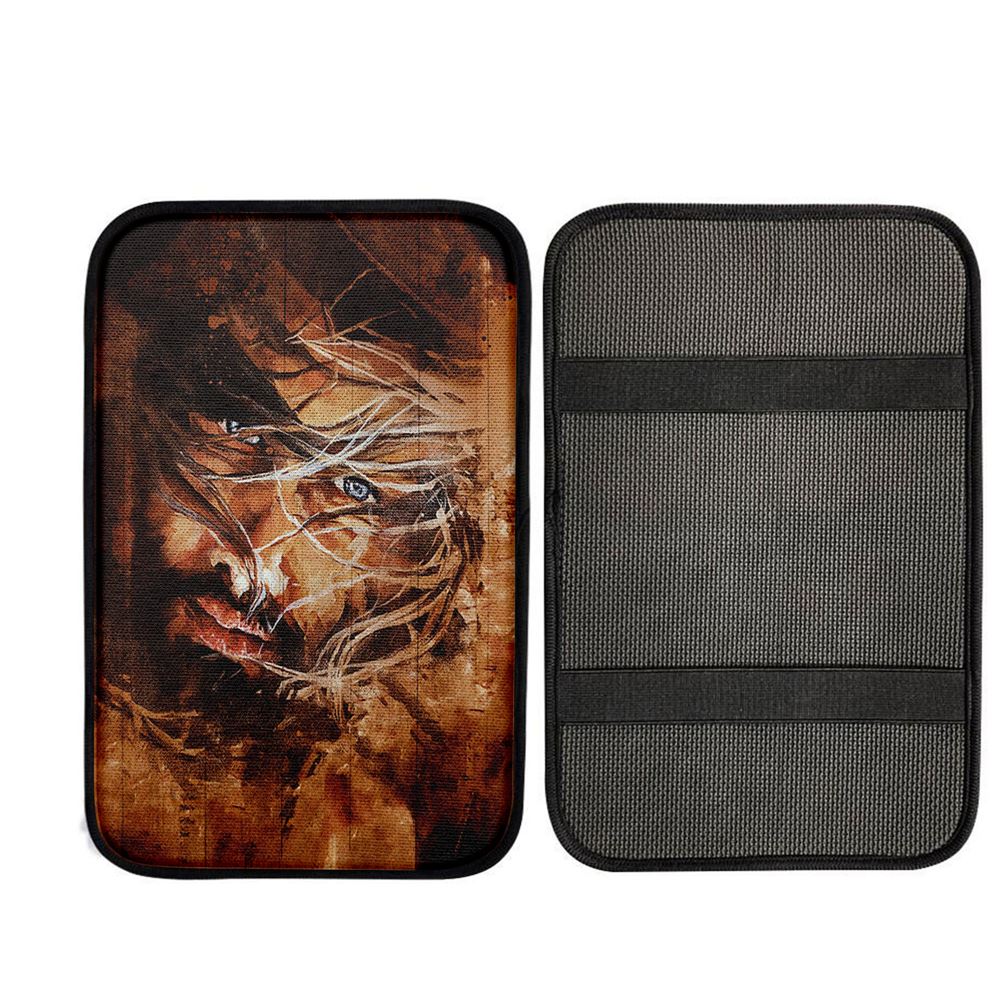 Jesus Face Car Center Console Cover, Bible Car Armrest Pad, Religious Car Interior Accessories