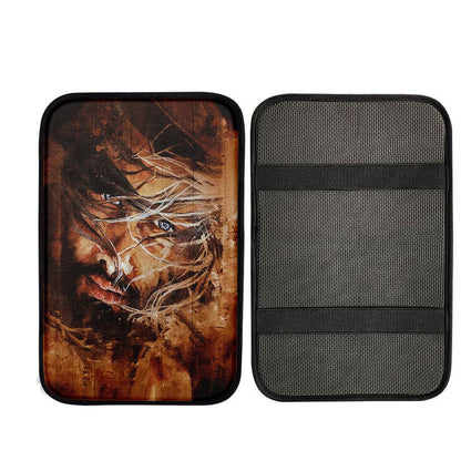 Jesus Face Car Center Console Cover, Bible Car Armrest Pad, Religious Car Interior Accessories