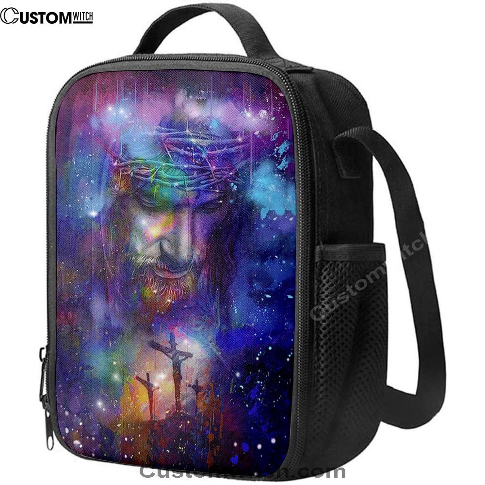 Jesus Face Crown Of Thorns Cross Lunch Bag, Christian Lunch Box For School, Picnic